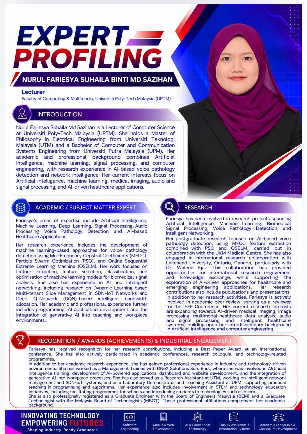 Expert Profiling — Nurul Fariesya Suhaila Binti Md Sazihan
